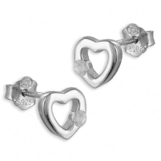 Ohrstecker Herz Zirkonia Echt Silber 925/000