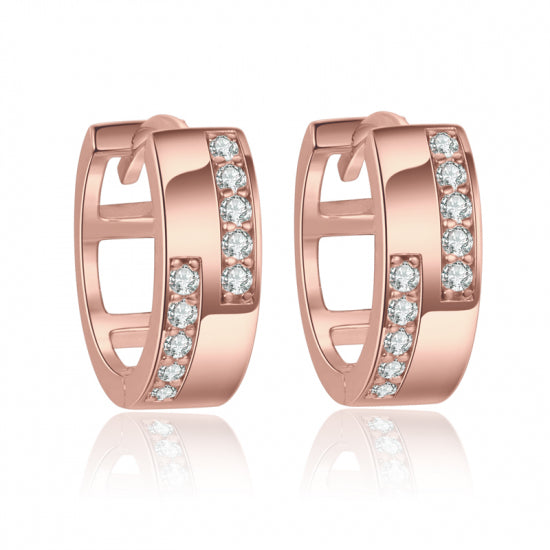 Klappcreolen mit 18 Zirkonia 12/4mm Silber 925/000 rosé vergoldet