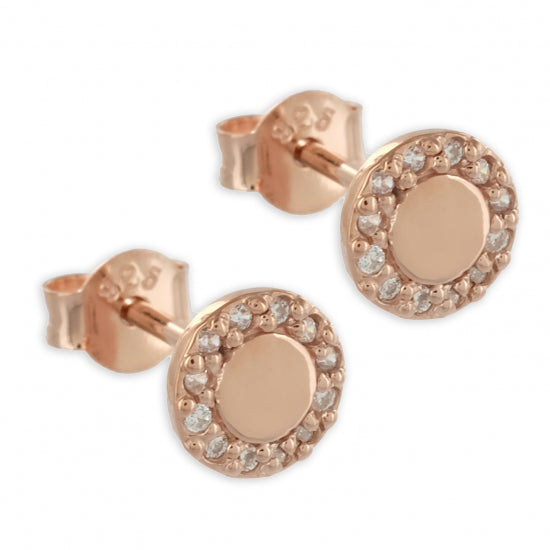 Ohrstecker mit 24 Zirkonia Echt Silber 925/000 rosé