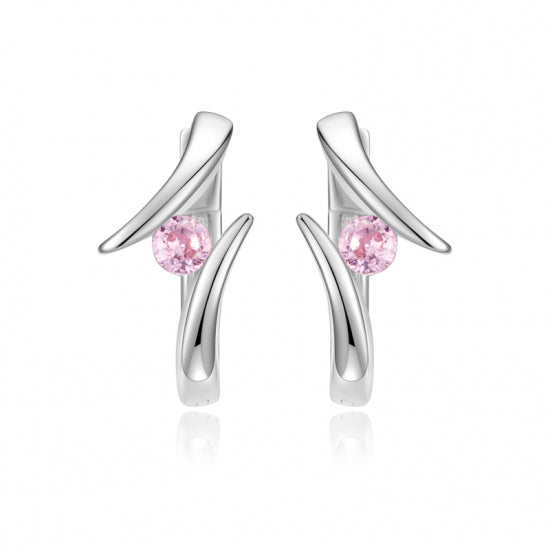 Klappcreolen 13mm mit Zirkonia rosé Silber 925/000