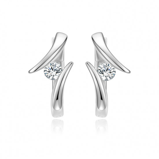 Klappcreolen 13mm mit Zirkonia weiss Silber 925/000