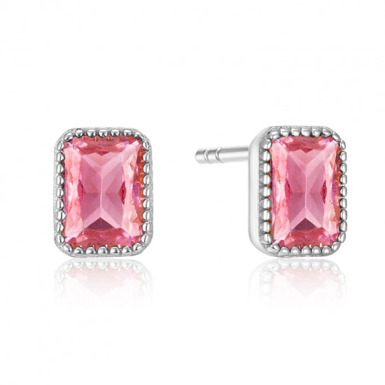 Ohrstecker mit Zirkonia pink Silber 925/000