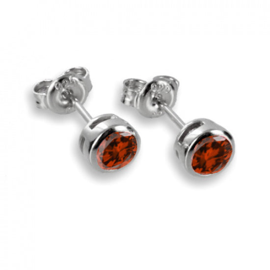 Ohrstecker Zirkonia 4,5mm rot Silber 925/000 rhodiniert