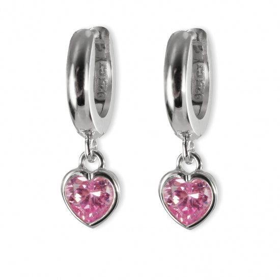 Klappcreolen Herz mit Zirkonia rosé - Silber 925/000