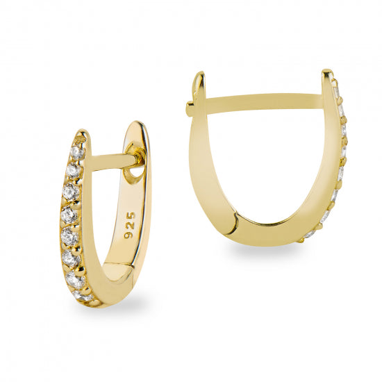 Klappcreolen mit 16 Zirkonia Silber 925/000 vergoldet