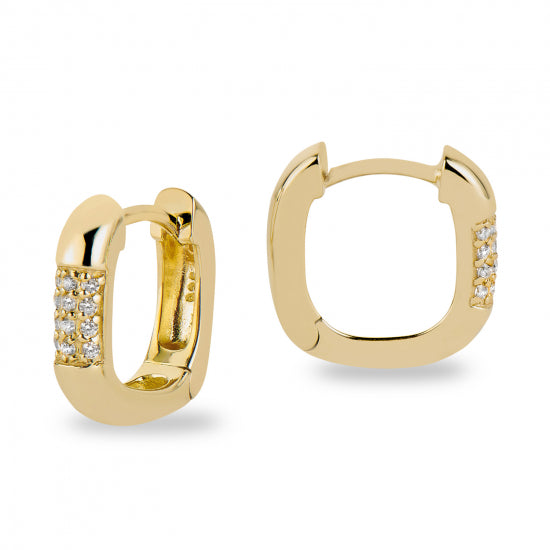 Klappcreolen mit 16 Zirkonia Silber 925/000 vergoldet