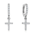 Klappcreolen mit Anhänger Kreuz 30 Zirkonia Silber 925/000