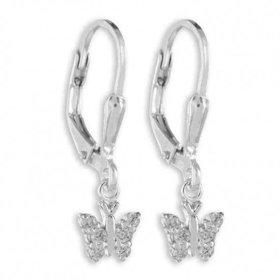 Ohrhänger Schmetterling mit 12 Zirkonia Silber 925/000