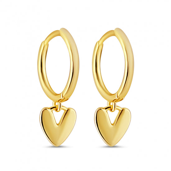 Klappcreolen Ø 11/1.7mm mit Herz Silber 925/000 vergoldet