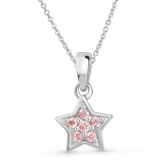 Anhänger Stern mit 6 Zirkonia pink Silber 925/000 rhodiniert