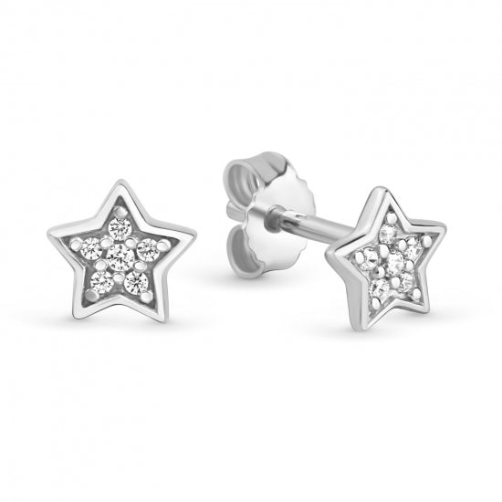 Ohrstecker Stern mit 12 Zirkonia Silber 925/000 rhodiniert