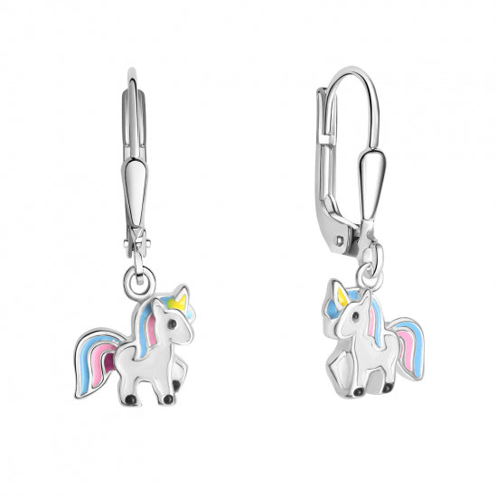 Ohrhänger Einhorn Lack Silber 925/000 rhodiniert