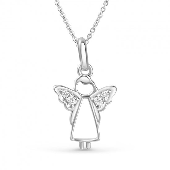 Anhänger Engel mit 4 Zirkonia Silber 925/000 rhodiniert