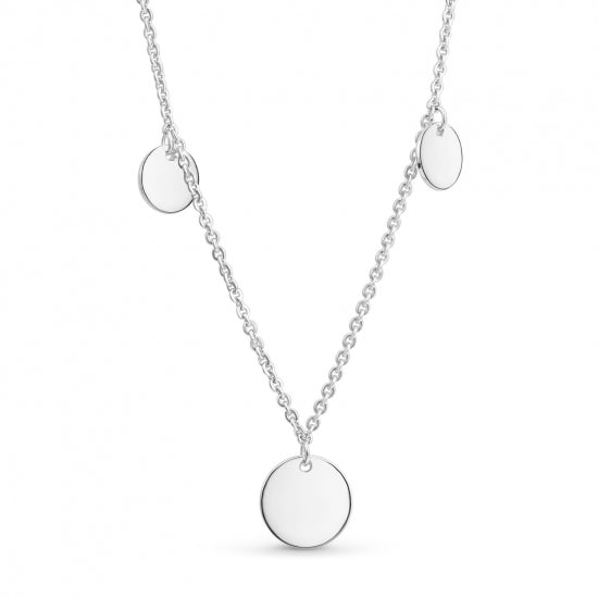 Collier mit 3 Plättchen Ø 8/6mm Silber 925/000 rhodiniert
