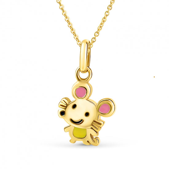 Anhänger Maus gelackt Silber 925/000 vergoldet