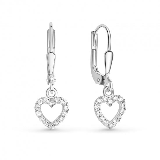 Ohrhänger Herz mit 28 Zirkonia Silber 925/000 rhodiniert