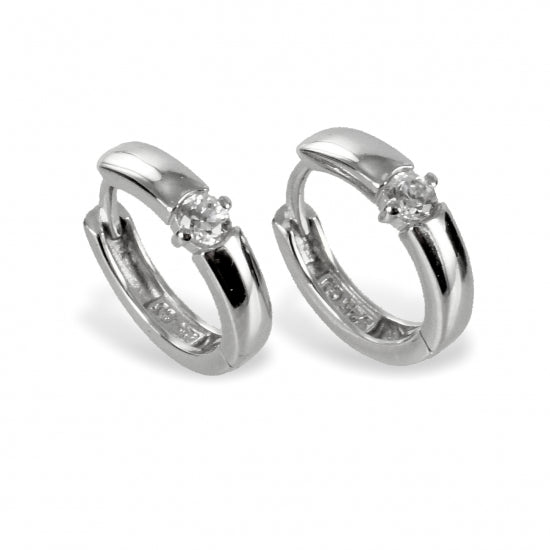 Klappcreolen 14mm mit Zirkonia weiss - Silber 925/000