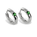 Klappcreolen 14mm Zirkonia smaragdgrün - Silber 925/000