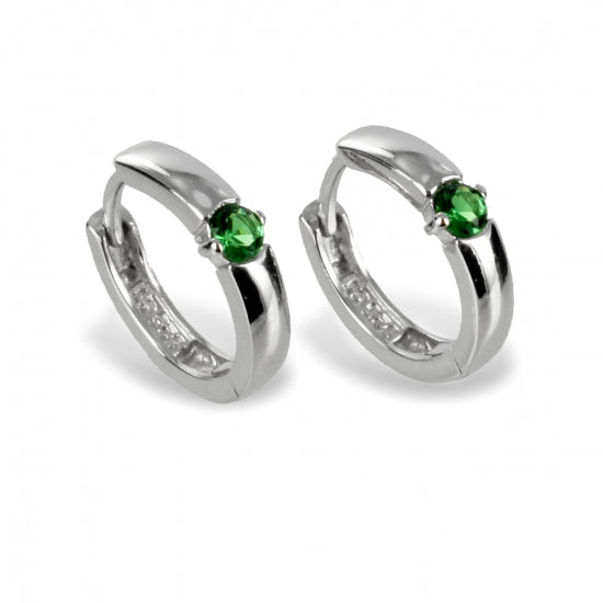 Klappcreolen 14mm Zirkonia smaragdgrün - Silber 925/000