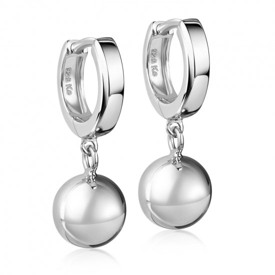 Klappcreolen 11,5/2,6mm mit Anhänger Kugel 8mm Silber 925/000