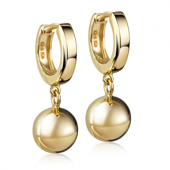 Klappcreolen 11.5/2.6mm mit Anhänger Kugel 8mm Silber 925/000 vergoldet