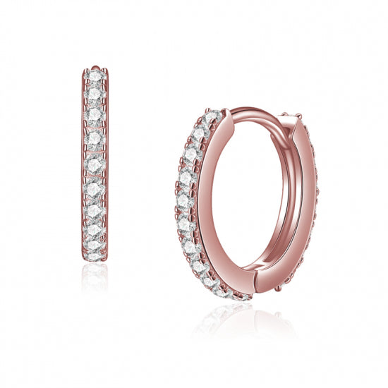 Klappcreolen mit 40 Zirkonia 13/1.8mm Silber 925/000 rosé vergoldet