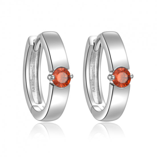 Klappcreolen 14/2,8 mm mit Zirkonia rot Silber 925/000