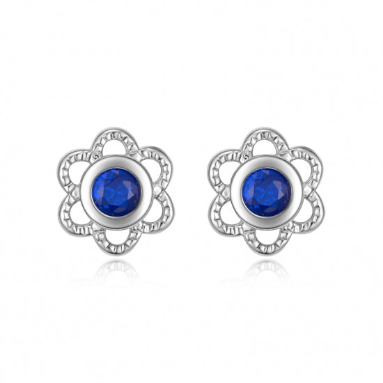 Ohrstecker Zirkonia blau Silber 925/000
