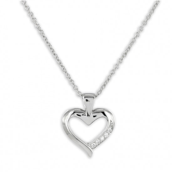 Collier Herz mit 5 Zirkonia Echt Silber 925/000