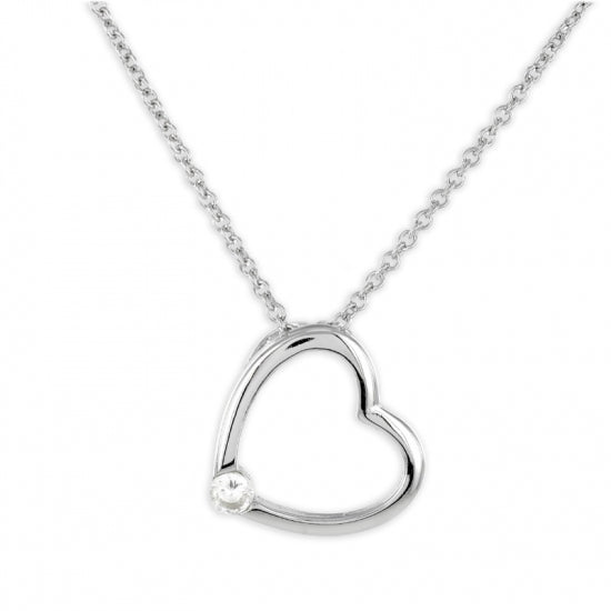 Collier Herz mit Zirkonia Echt Silber 925/000