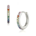 Klappcreolen mit 22 Zirkonia Rainbow Colour Silber 925/000