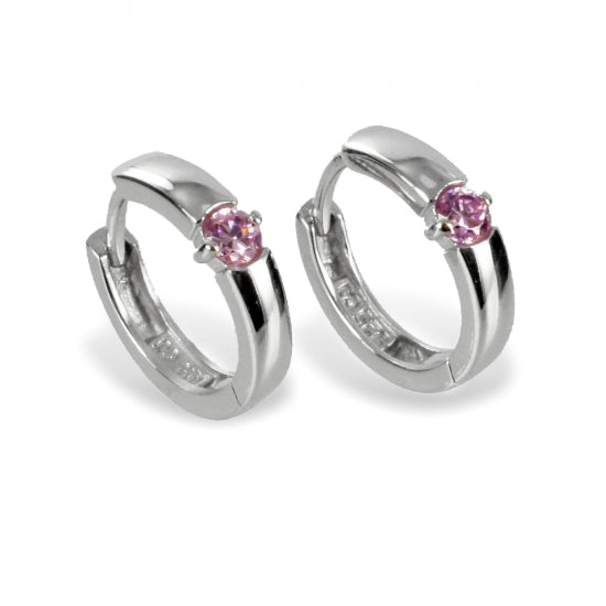 Klappcreolen 14mm mit Zirkonia rosé - Silber 925/000