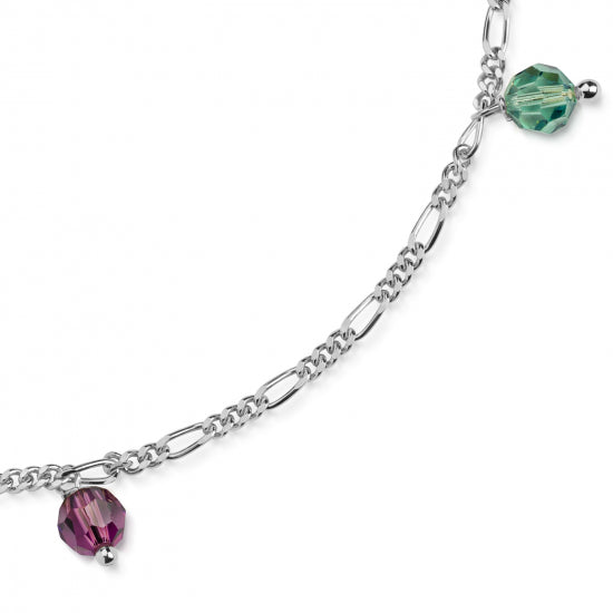 Fußkette mit 6 Swarovski Kristallen/Elements Silber 925/000