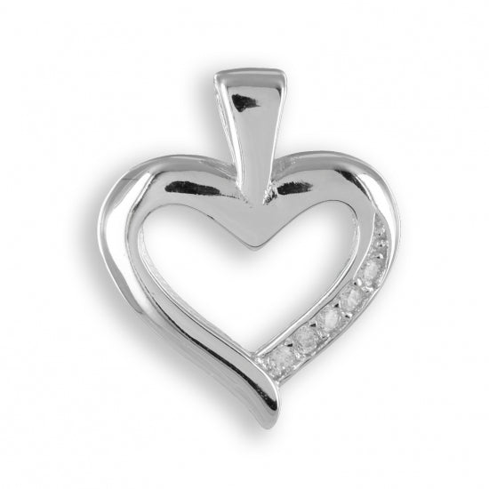 Anhänger Herz mit 5 Zirkonia Echt Silber 925/000