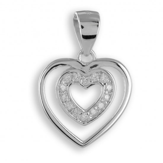 Anhänger Herz mit 14 Zirkonia Echt Silber 925/000