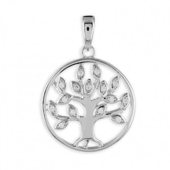 Anhänger Lebensbaum mit 15 Zirkonia Silber 925