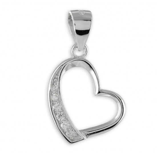 Anhänger Herz mit 6 Zirkonia Echt Silber 925/000