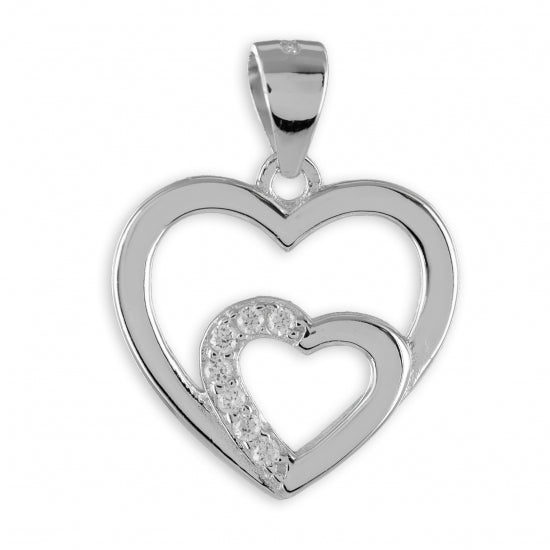 Anhänger Herz mit 7 Zirkonia Echt Silber 925/000