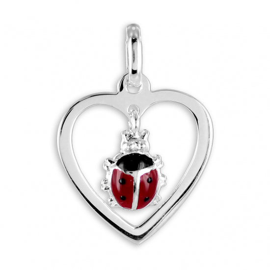 Anhänger Herz mit Marienkäfer - Silber 925/000