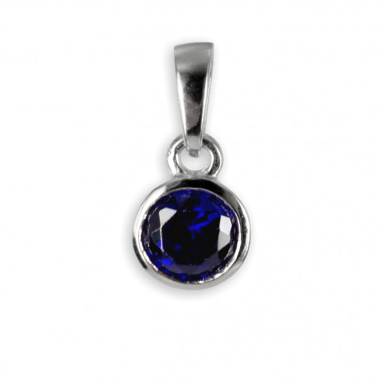 Anhänger Zirkonia 5mm safirblau - Silber 925/000