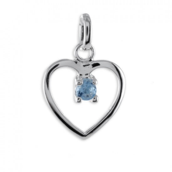 Anhänger Herz mit Kristall hellblau - Silber 925/000
