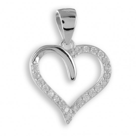 Anhänger Herz mit 21 Zirkonia Echt Silber 925/000