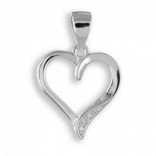 Anhänger Herz mit 3 Zirkonia Echt Silber 925/000