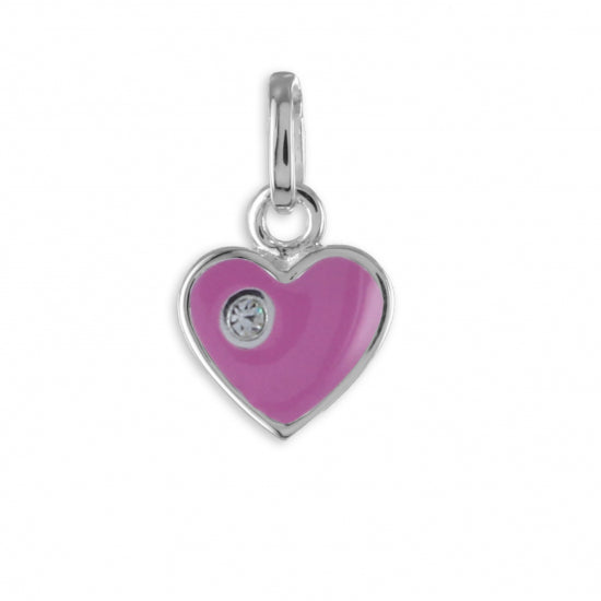 Anhänger Herz rosa mit Straßstein - Silber 925/000