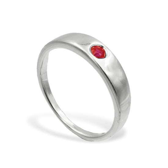 Anhänger Taufring mit Kristall rot Silber 925/000