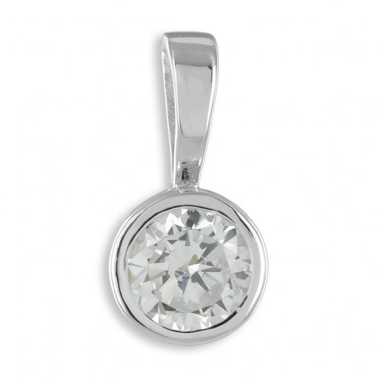 Anhänger mit Zirkonia 6mm Echt Silber 925/000