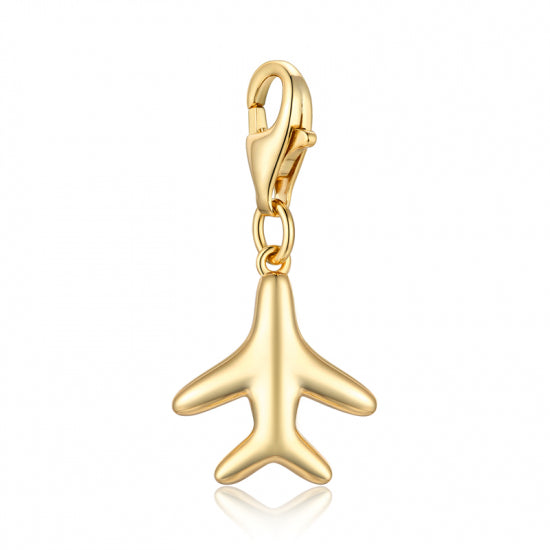 Charm Einhänger Flugzeug Silber 925/000 vergoldet
