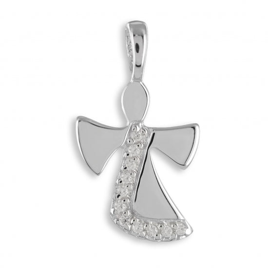 Anhänger Engel mit 11 Zirkonia Echt Silber 925/000