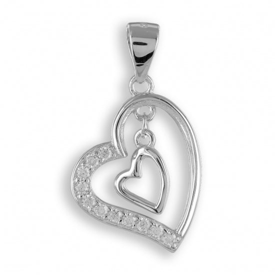 Anhänger Herz mit 11 Zirkonia Echt Silber 925/000