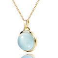 Collier mit Anhänger Chalcedon blau Silber 925/000 10 Milliemes vergoldet